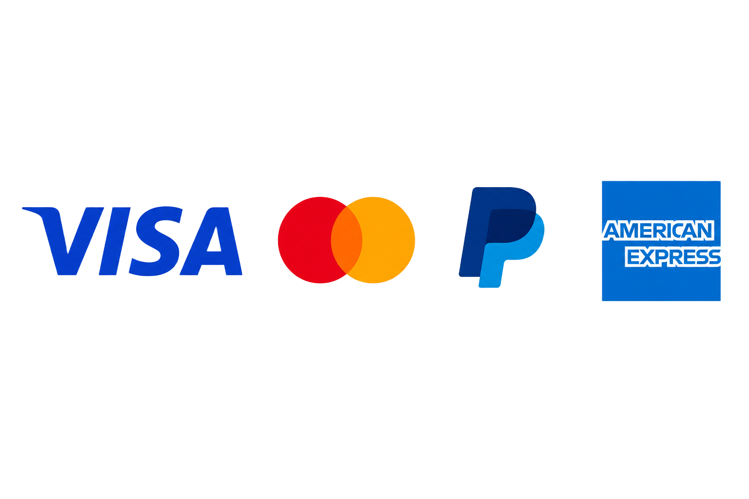 We accept Visa, Mastercard, PayPal, and American Express